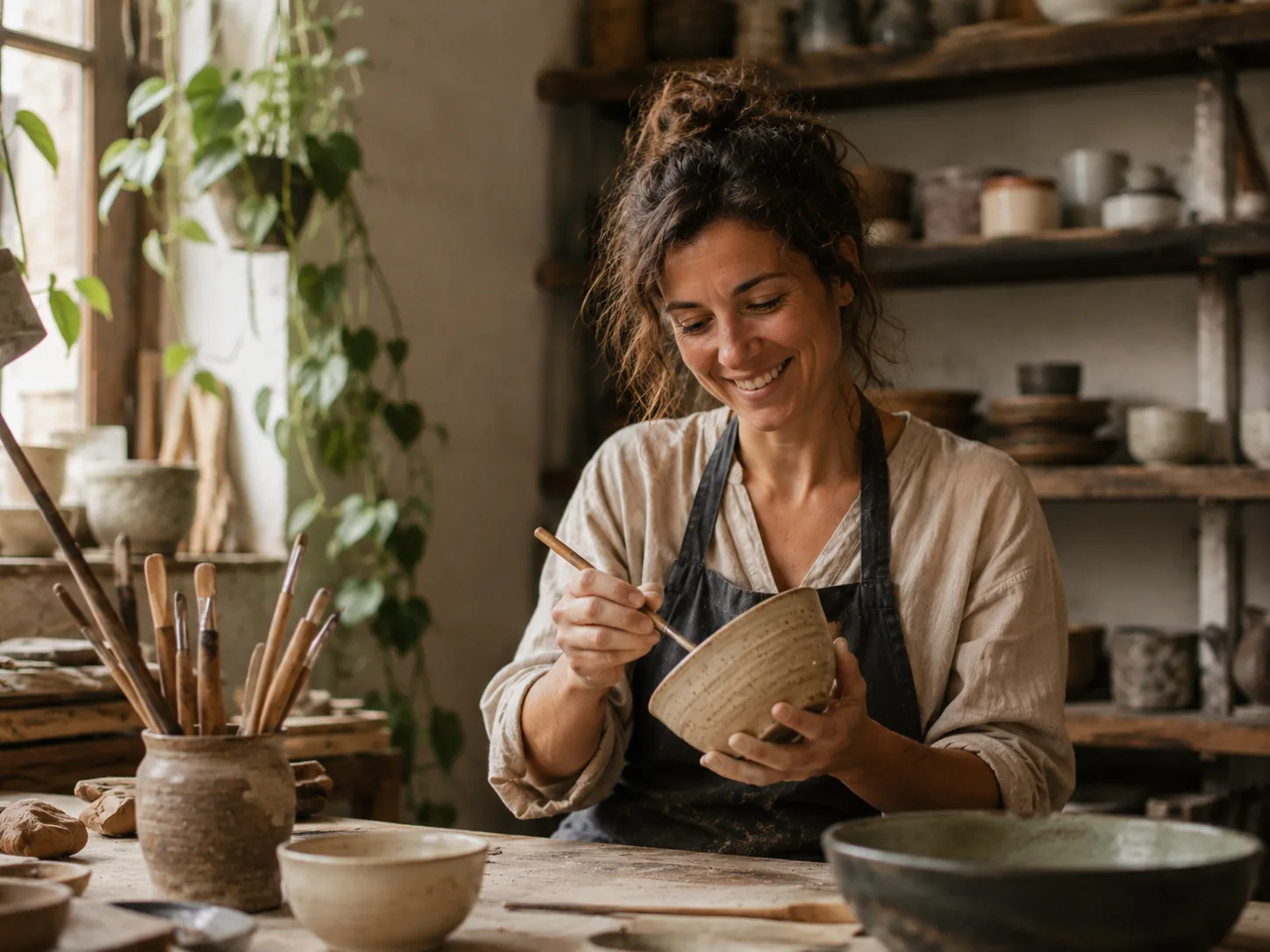Artesano mostrando su proceso creativo