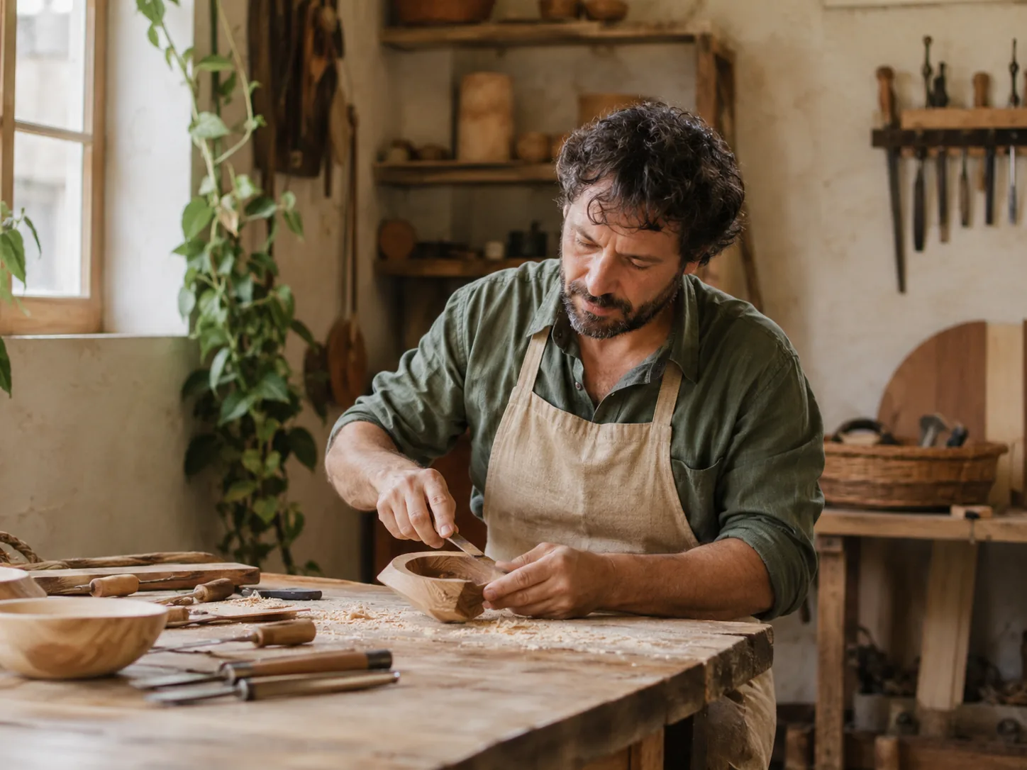 Artesano trabajando en su taller