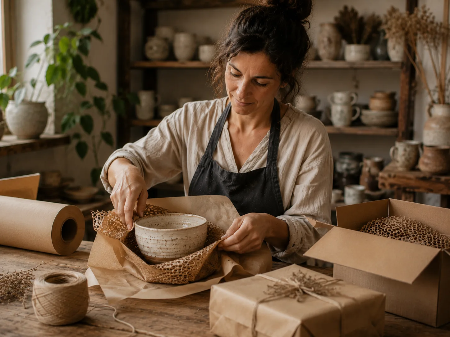 Artesano preparando un pedido