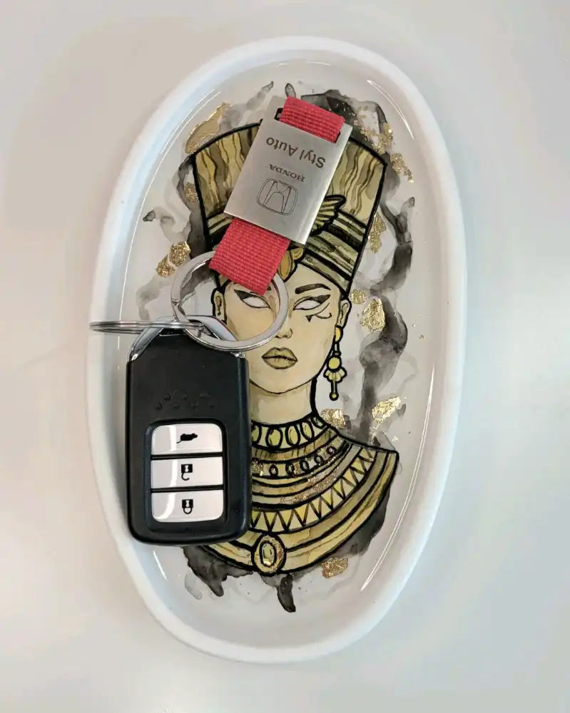 Bandeja pintada a mano (egipcia), detalle 2