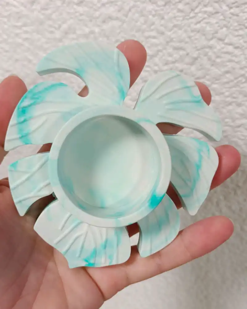 Portavelas hoja tropical, detalle 2